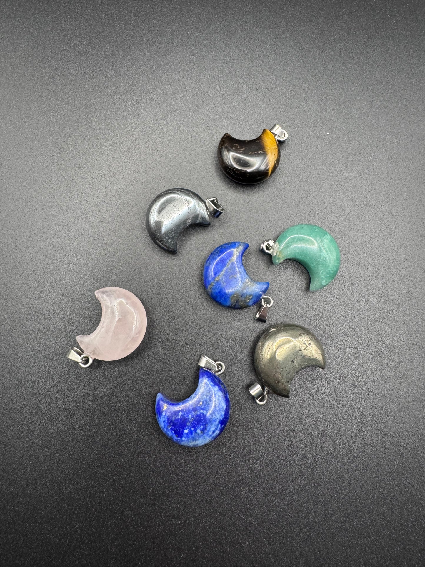 Lapis Lazuli Moon Pendant – Natural Blue Stone Necklace in Stainless Steel | JD Minerals