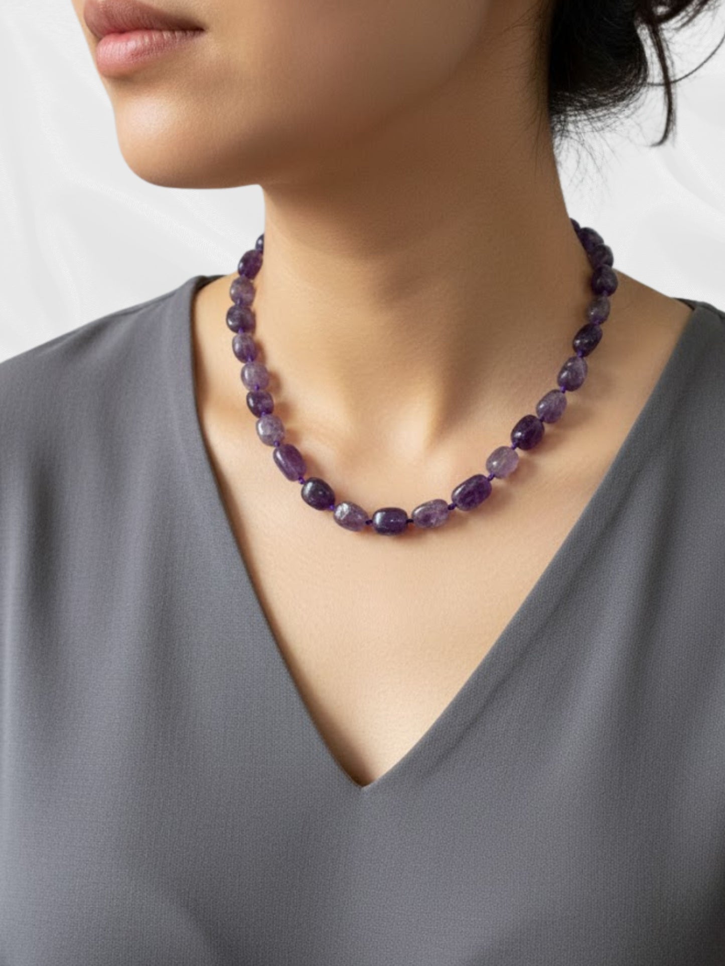 Purple Amethyst Bead Necklace – Stone of Peace