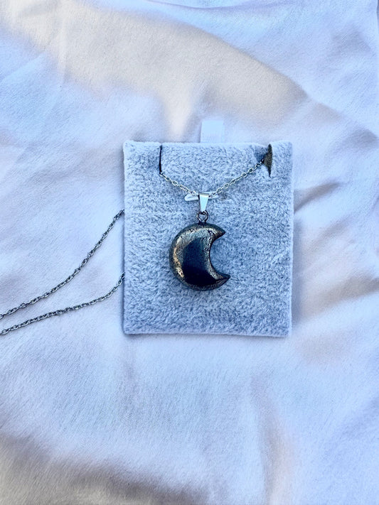 Pyrit-Mondanhänger – Halskette aus natürlichem Goldstein in Edelstahl | JD Minerals