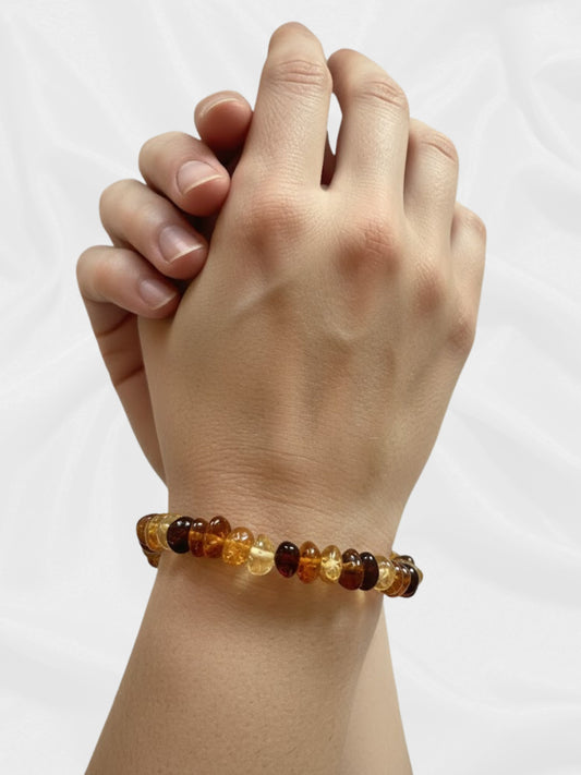 Leuchtendes, mehrfarbiges Bernsteinperlenarmband – Natürliche Energie und Heilung