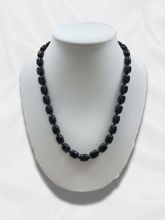 Black Obsidian Bead Necklace– Protection & Strength