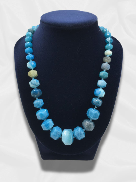 Blue Lace Agate Faceted Bead Necklace