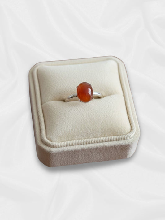 Carnelian Ring – Adjustable Silver-Plated Copper Ring with Natural Corniola Stone | JD Minerals