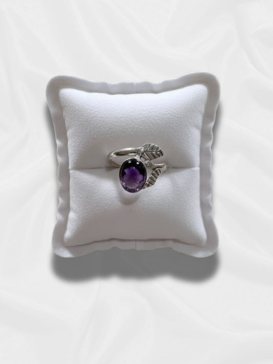 Charming Amethyst Ring in 925 Sterling Silver - Adjustable Size