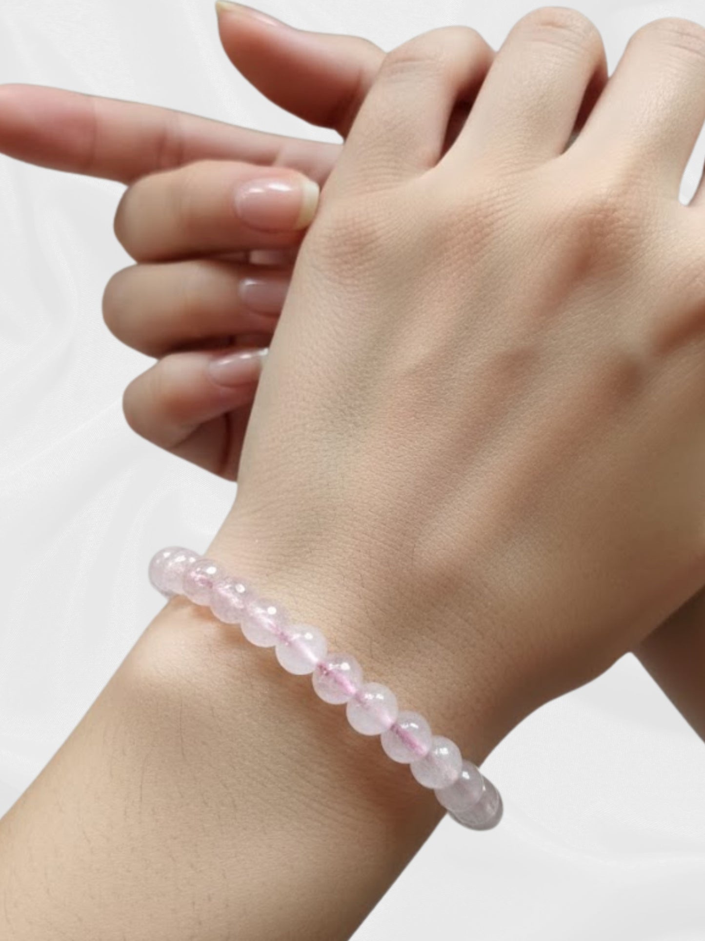 Delicate Pink Quartz Beaded Bracelet - Symbol of Love and Peace