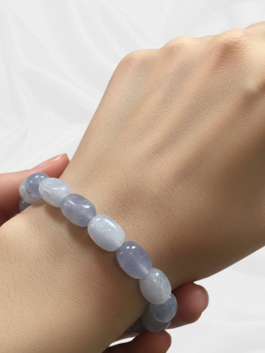 Gentle Blue Lace Agate Beaded Bracelet - Calmness and Communication