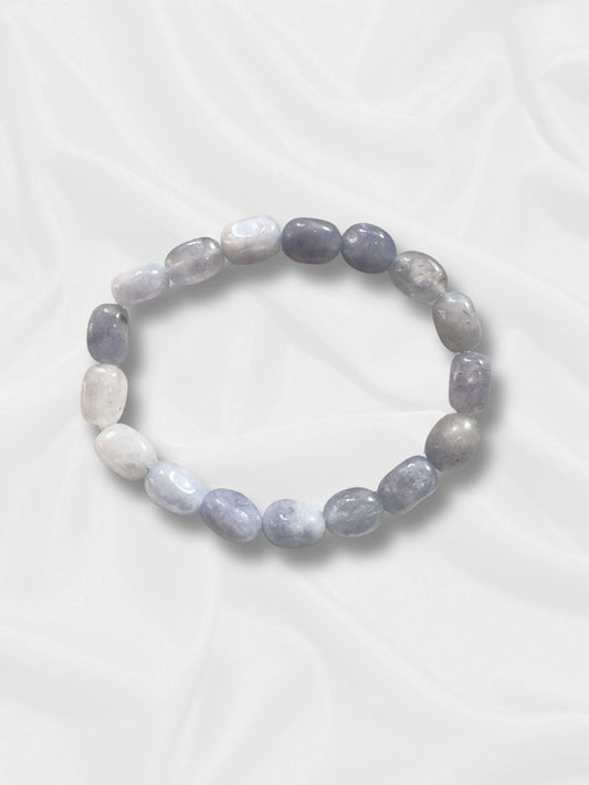 Gentle Blue Lace Agate Beaded Bracelet - Calmness and Communication