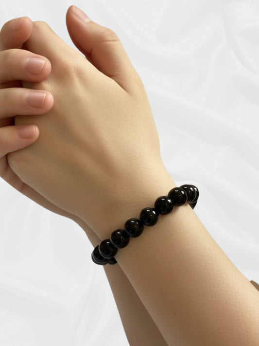 Powerful Black Tourmaline Beaded Bracelet - Protection and Grounding
