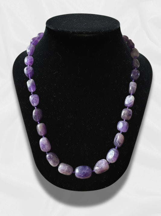 Purple Amethyst Bead Necklace – Stone of Peace