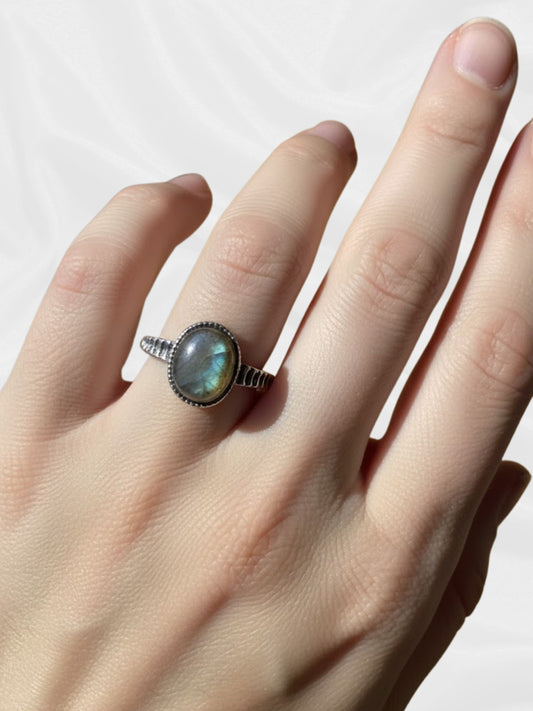 Silver-Plated Labradorite Ring – Natural Labradorite on Copper Base | JD Minerals