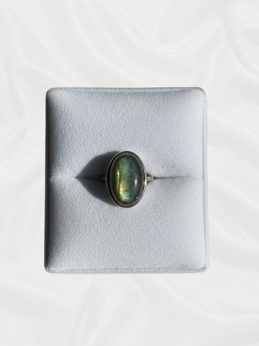 Silver-Plated Labradorite Ring – Oval Natural Labradorite on Copper Base | JD Minerals