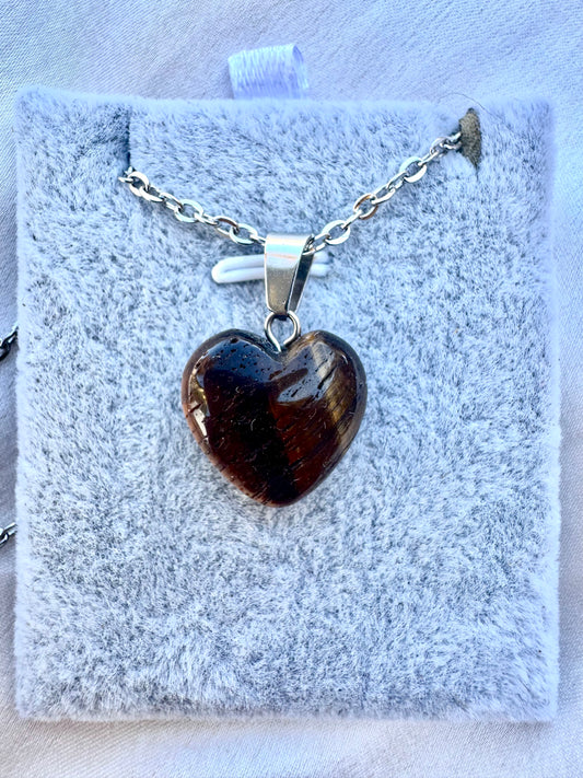Tiger’s Eye Pendant – Natural Brown Stone Necklace in Stainless Steel | JD Minerals