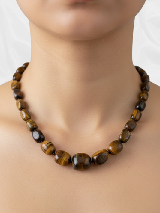 Tiger’s Eye Tumbled Bead Necklace – Stone of Courage and Clarity