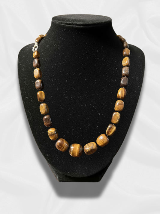 Tiger’s Eye Tumbled Bead Necklace – Stone of Courage and Clarity