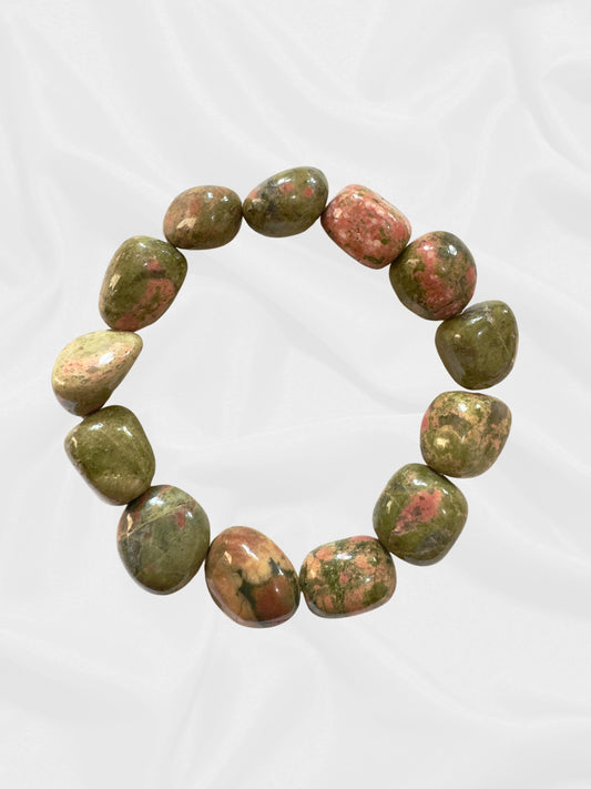Unakite Beaded Bracelet - Harmony and Healing