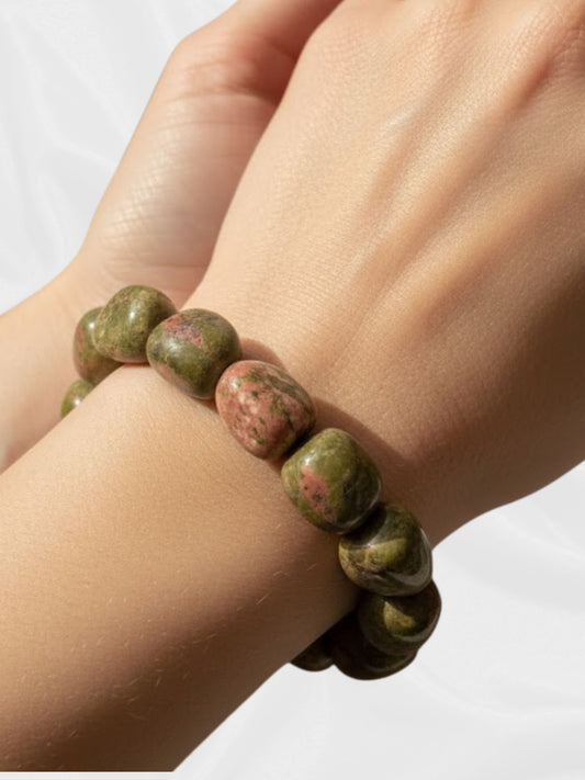 Unakite Beaded Bracelet - Harmony and Healing