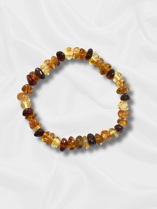 Vibrant Multicolored Amber Beaded Bracelet - Natural Energy and Healing